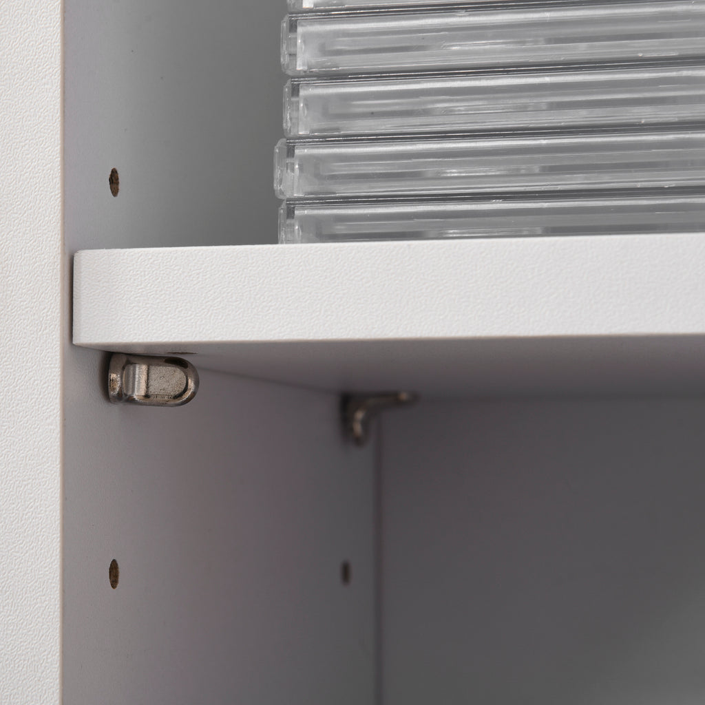 Set of 2 Bookcases CD and DVD Storage Shelf with 12 Shelves for 204 CDs, Wooden, 21x22.5x88.5 cm, White