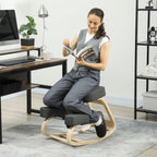 Ergonomic Kneeling Chair in Birch Wood and Cushion, 51x69x58 cm, Grey