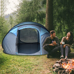 Outsunny 2-Person Pop-Up Camping Tent with 2 Doors, 4 Windows and Waterproof Tarp, 263.5x220x123 cm, Blue