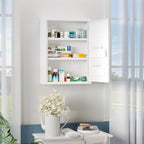 Wall Mounted Medicine Cabinet with 2 Shelves and 2 Keys, Steel, 40x15x53.5 cm, White