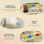 AIYAPLAY Children's Easel with Double Board for Chalk and Markers, Magnetic Whiteboard and Paper Roll, Wood