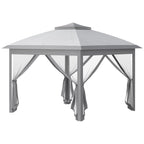 Outsunny Adjustable Height Folding Outdoor Gazebo with Mosquito Nets, 3.3 x 3.3 x 2.8 m, Grey