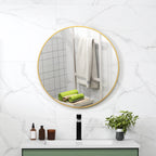 Round Bathroom Mirror with Shockproof Surface, Glass and Steel, Ø70x2.5 cm, Gold Color