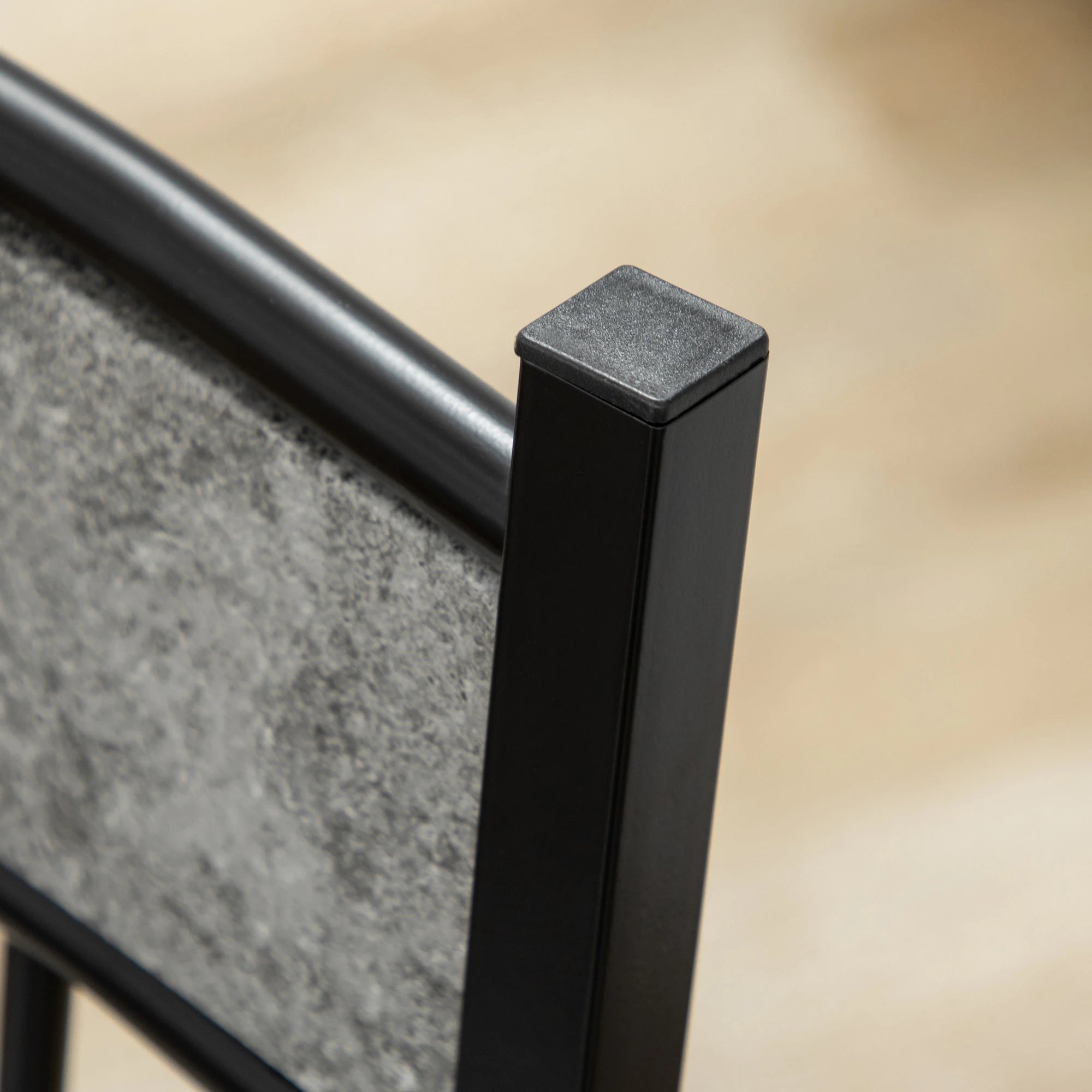 5 Piece Dining Table and Chairs Set, Rectangular Metal and MDF Dining Table and 4 Dining Chairs Grey and Black