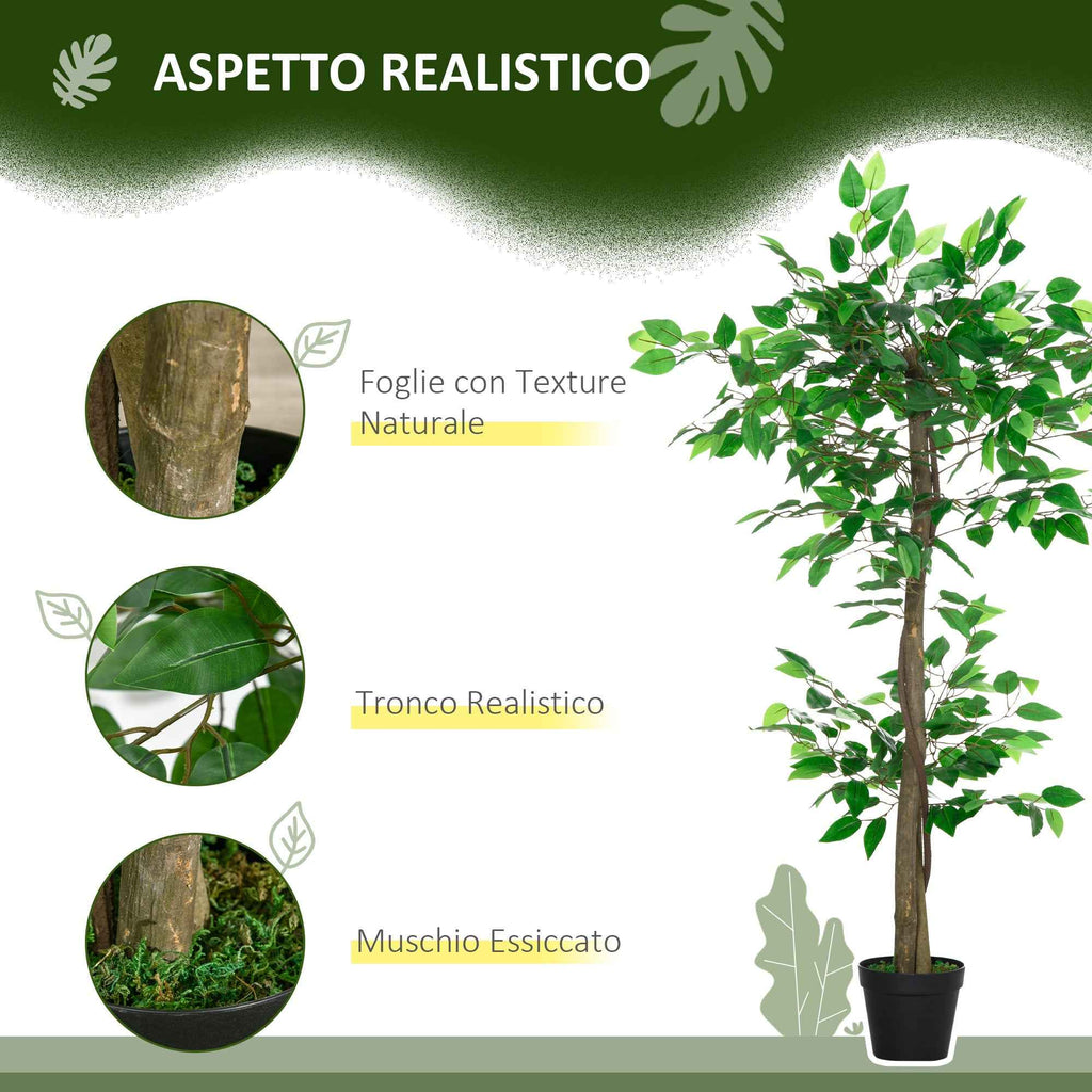 Outsunny Artificial Tea Tree Plant with 546 Realistic Leaves and 120cm Cement Pot, Green