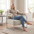 Soft Chenille Living Room Armchair and Bedroom Chair, Beige