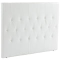 Double Bed Headboard Padded with Button Design, PU Leather and MDF, 160x7x120 cm, White