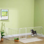 PawHut Adjustable and Foldable Dog Gate with Automatic Closure and Lock, 300 x 74.5 cm, White
