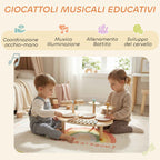 Musical Instrument Set for Kids Ages 2+ with Drums and Xylophone, Wood Color