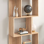 Wooden Bookcase Cabinet with 5 Shelves with Divider, 60x24x184.5 cm, Wood Color
