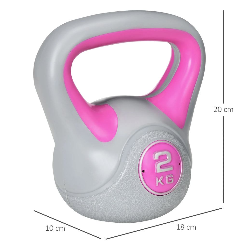 Kettlebell 8kg in PU and Sand with Flat Base and Handle for Deadlifts, Squats and Lifts, 18x10x20 cm, Pink - Borge' Group Limited
