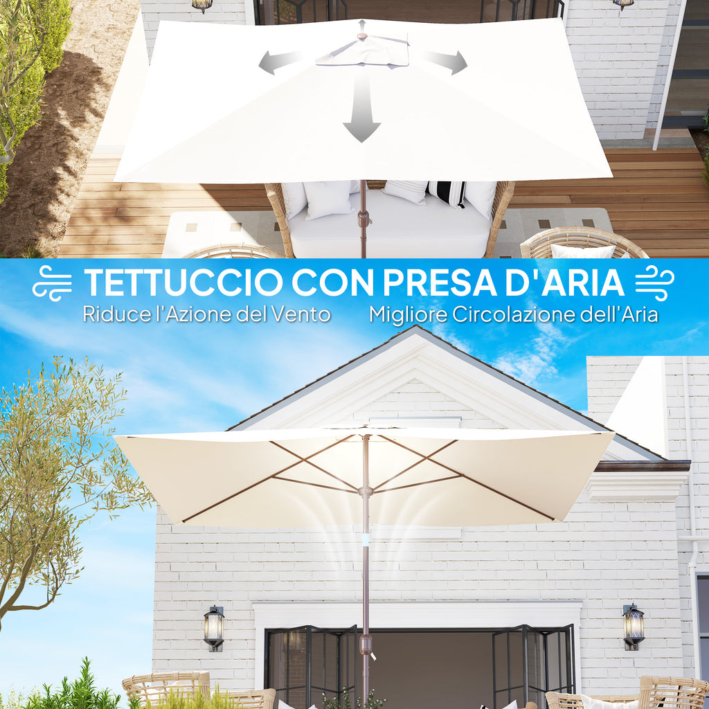 Replacement Cover for Rectangular Umbrella 3x2 m with 6 Ribs, Anti-UV 50+ Polyester, Beige