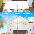 Replacement Cover for Rectangular Umbrella 3x2 m with 6 Ribs, Anti-UV 50+ Polyester, Beige