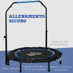 Mini Fitness Trampoline Ø102 cm Foldable with Height-Adjustable Handlebar, Blue