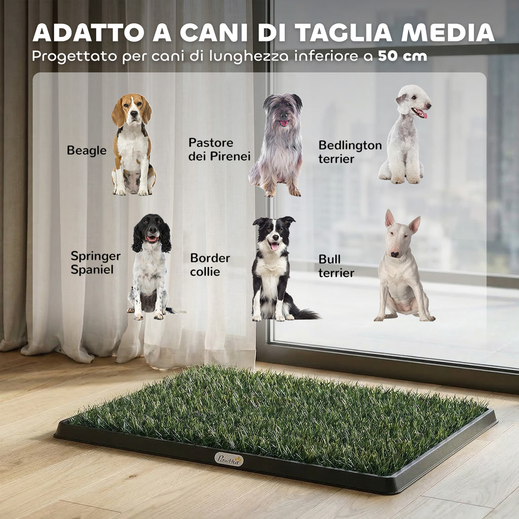 PawHut Washable Artificial Grass Dog Mat with Tray for Indoor and Outdoor Use 76 x 50.5 cm