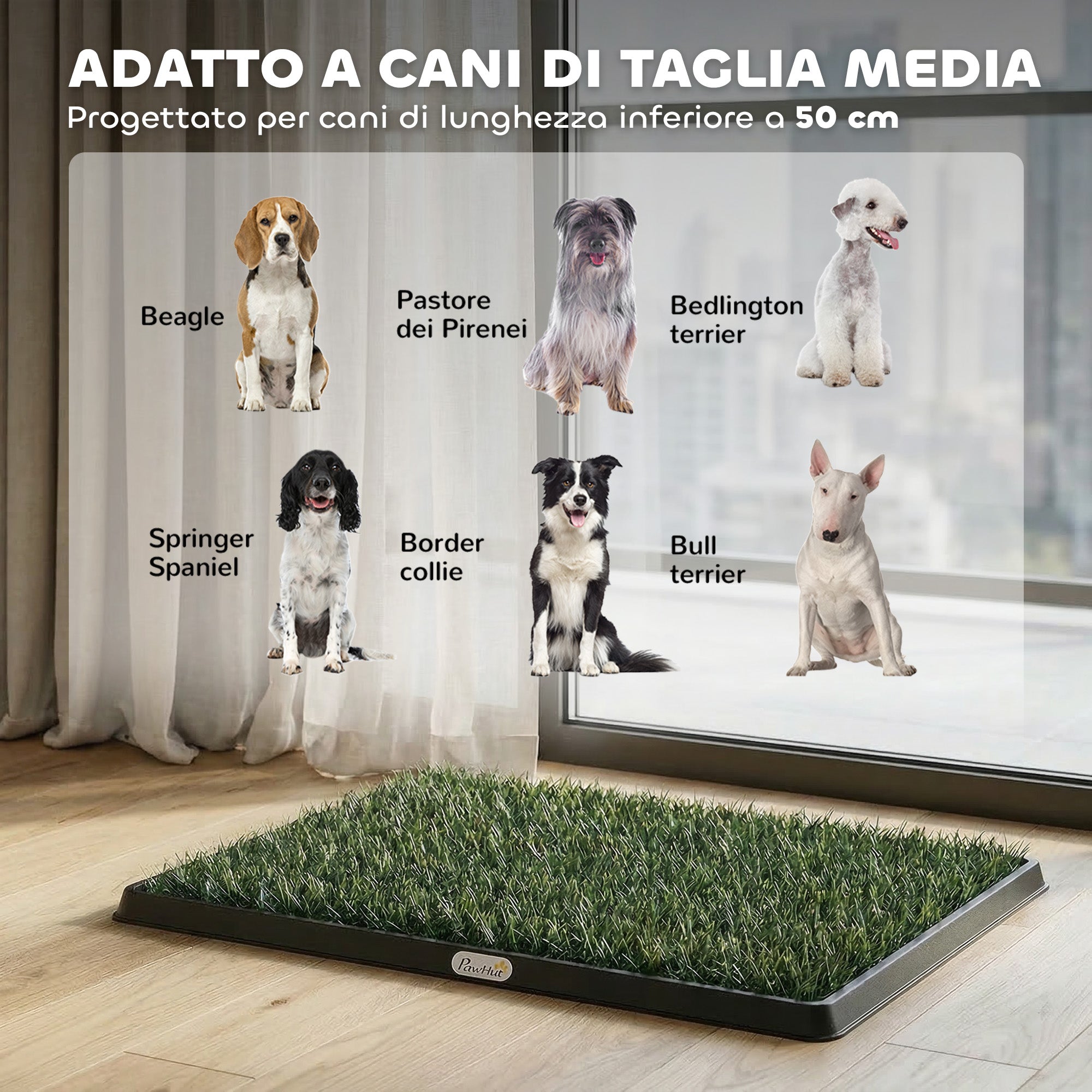 PawHut Washable Artificial Grass Dog Mat with Tray for Indoor and Outdoor Use 76 x 50.5 cm
