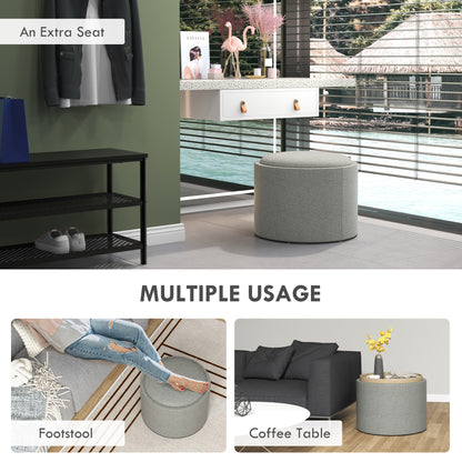 Homcom pouf 120 kg Max Linian effect container with limelight, in MDF, 56x56x42 cm, gray