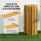 Outsunny Garden Walkway with Rollable and Semi-Flexible Slats, in Fir Wood, 185x60 cm, Yellow