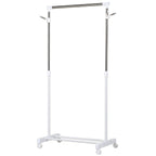 Adjustable Height Clothes Rail with Storage Base and 4 Wheels, 68.5x42x87-145 cm