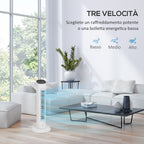 HOMCOM Column Fan with Remote Control and 3 Speeds, 15 Hour Timer, Oscillation and Night Mode, White - Borgè