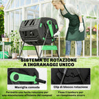 Outsunny 200L Double Chamber Home Composter with 8 Air Vents, PP and Metal, 94x67x98 cm, Green and Black