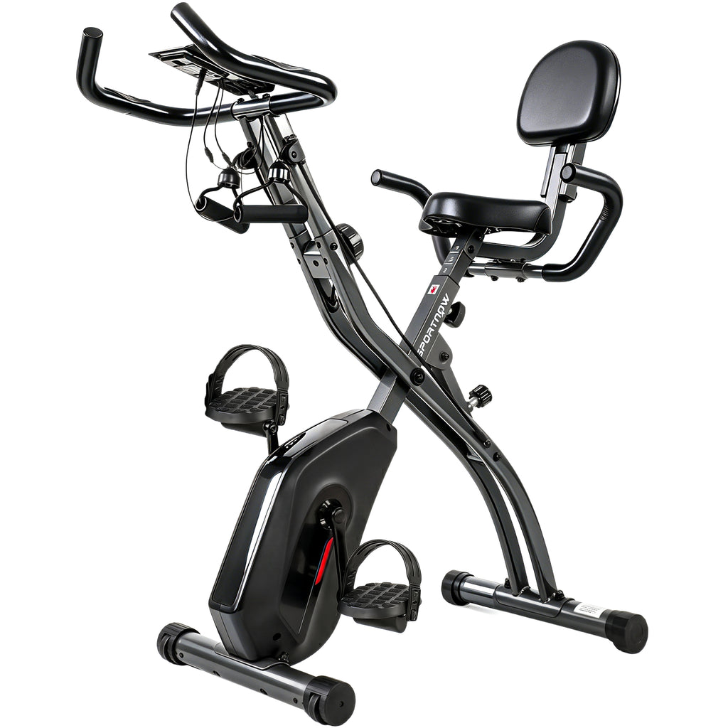 SPORTNOW Magnetic Exercise Bike with 8-Level Resistance, LCD Display and Bluetooth App, in Black Q195 Steel