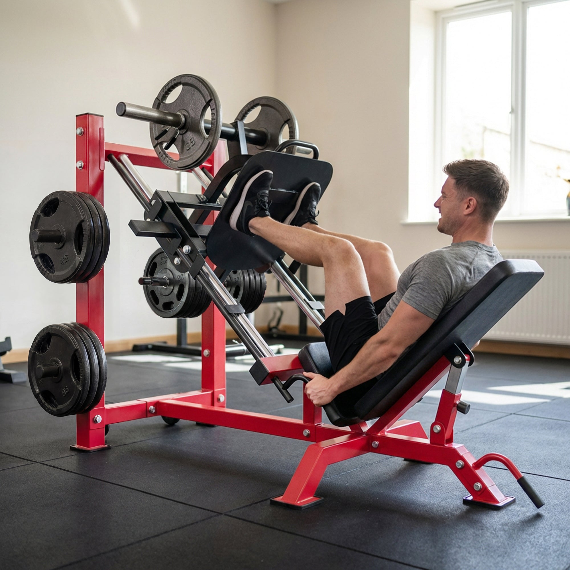 Leg Press Machine with Wheels, Adjustable Leg and Squat Machine
