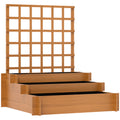 Outsunny 3-Tier Fir Wood and Non-Woven Fabric Planter with Trellis, 95x95x110 cm, Brown