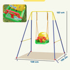 Adjustable Children's Garden Swing with Backrest and Barrier, Made of Steel and PP, 128x155x157 cm, Green