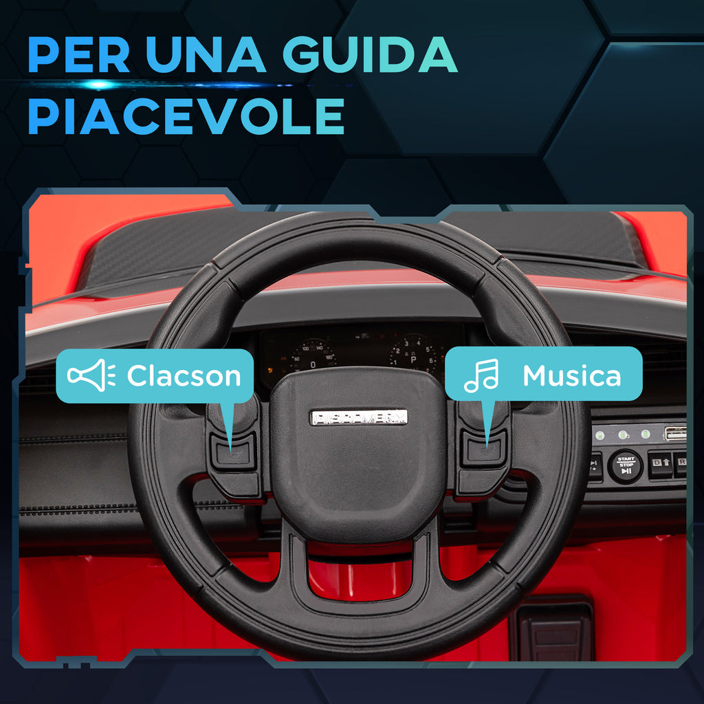 Electric Ride-On Car for Kids Licensed Land Rover with Headlights, Horn and Belt, 106x65.5x51 cm, Red