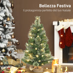 60cm Tall Small Christmas Tree with 35 White LED Lights, 68 Thick and Fireproof Branches