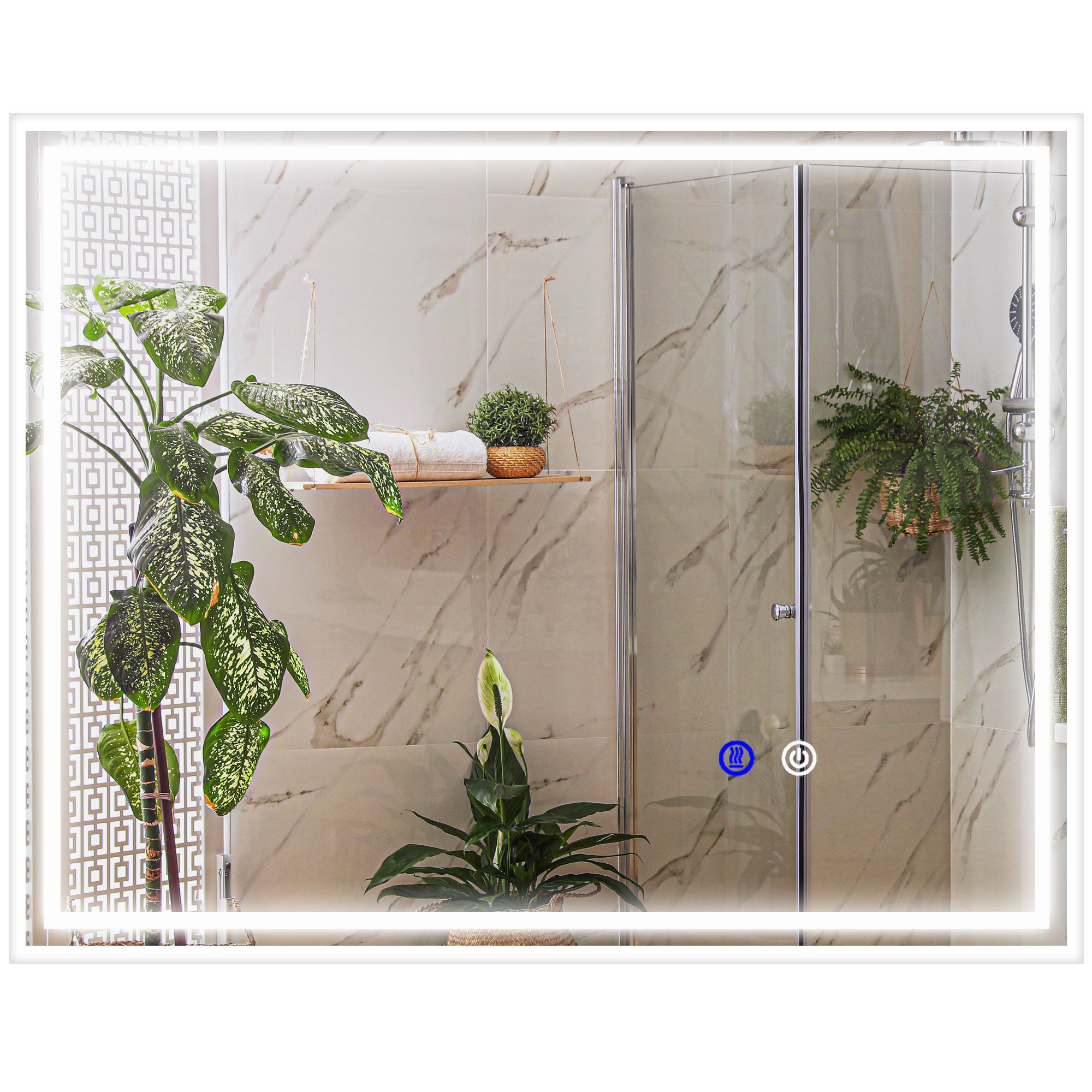 Kleankin Bathroom mirror with LED light 3 levels rectangular, anti -explaiming and touch switch, 90x70cm - Borgè