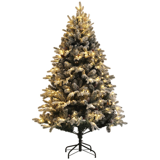 Artificial Christmas Tree 180cm with 793 Branches, LED Lights and Snow-covered Branches, Green