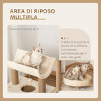 Cat Tree with Cat Bed, Kennel and Mat, Made of Wood, Plush and Sisal, 60x30x76 cm, Light Brown