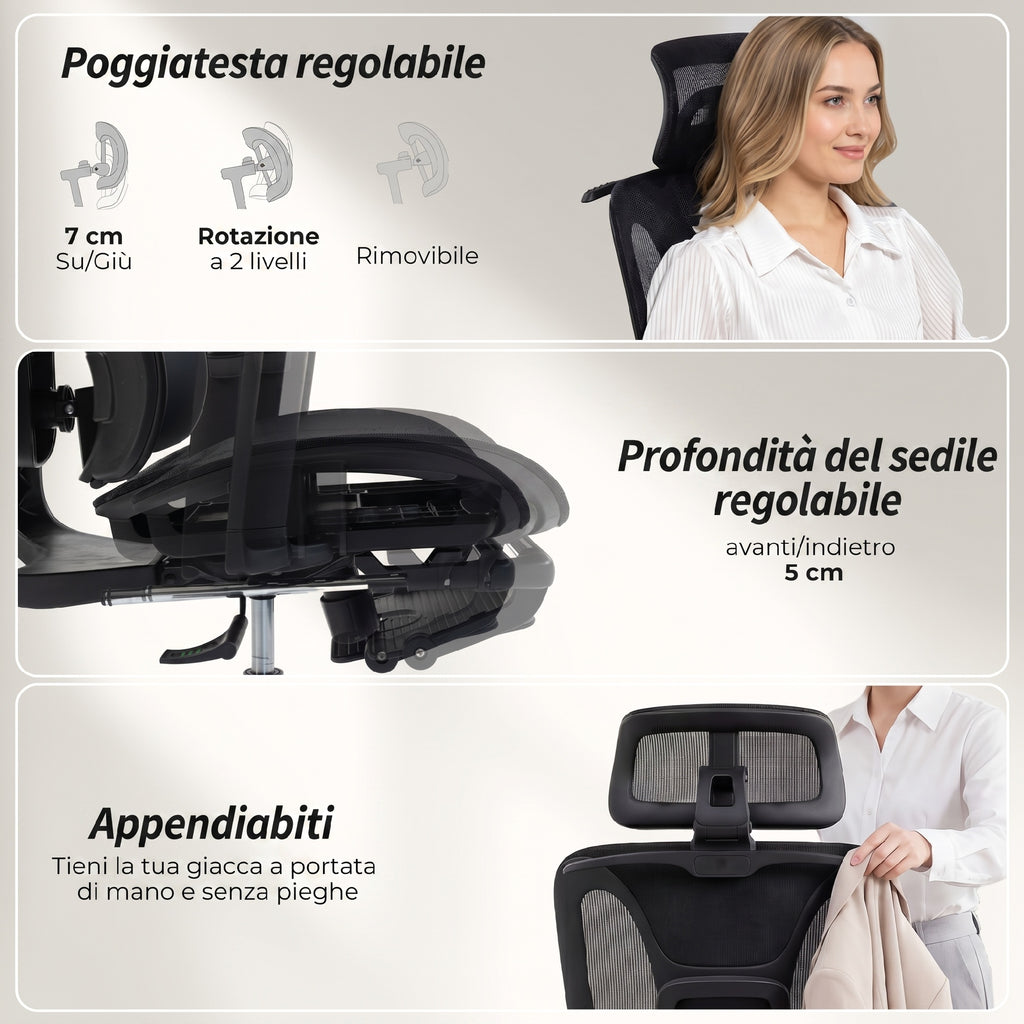 HOMCOM Ergonomic Mesh Office Chair with Armrests, Headrest, Adjustable Backrest, Rocking Function, Black