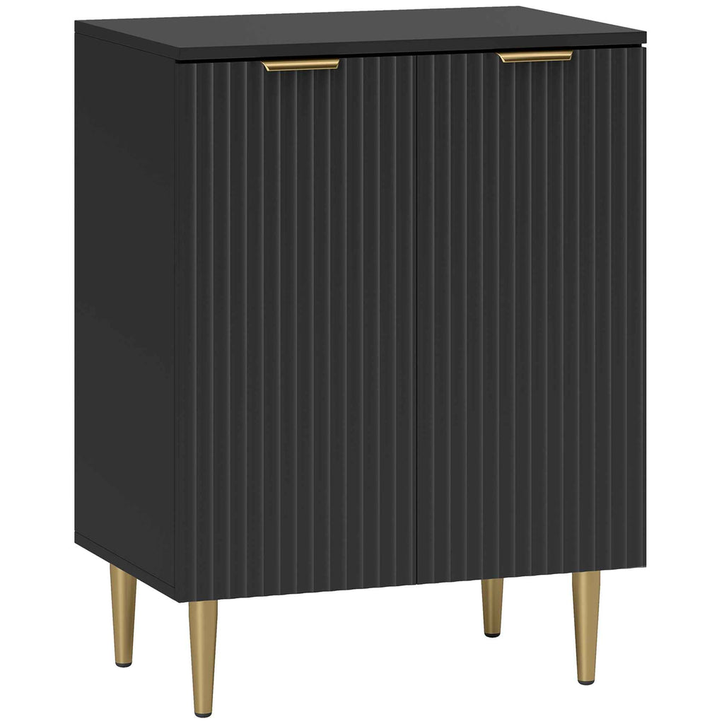 HOMCOM Modern Sideboard with 2 Doors and Adjustable Shelf, Buffet Cabinet for Kitchen and Living Room with Metal Legs, Black