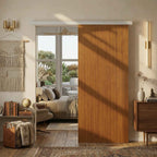Sliding Door 90x210 cm, Wardrobe Assembly Kit, Track, Brown Wood Effect