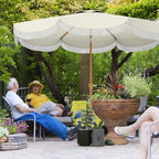 Outsunny 2.7x2.4m Round Garden Umbrella with Crank Handle, Metal and Polyester, Beige