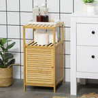 Bamboo Bathroom Cabinet with Single Door Cabinet, 33x36. 5x67cm, Natural Wood Color