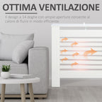 Slatted Radiator Cover with Storage Shelf, Wooden, 172x19x81 cm, White