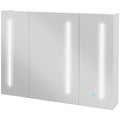 Kleankin Condition with mirror with adjustable shelves and 3 -colored LED lights, in MDF and glass, 90x15x70 cm, white - Borgè