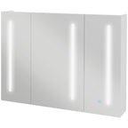 Kleankin Condition with mirror with adjustable shelves and 3 -colored LED lights, in MDF and glass, 90x15x70 cm, white - Borgè