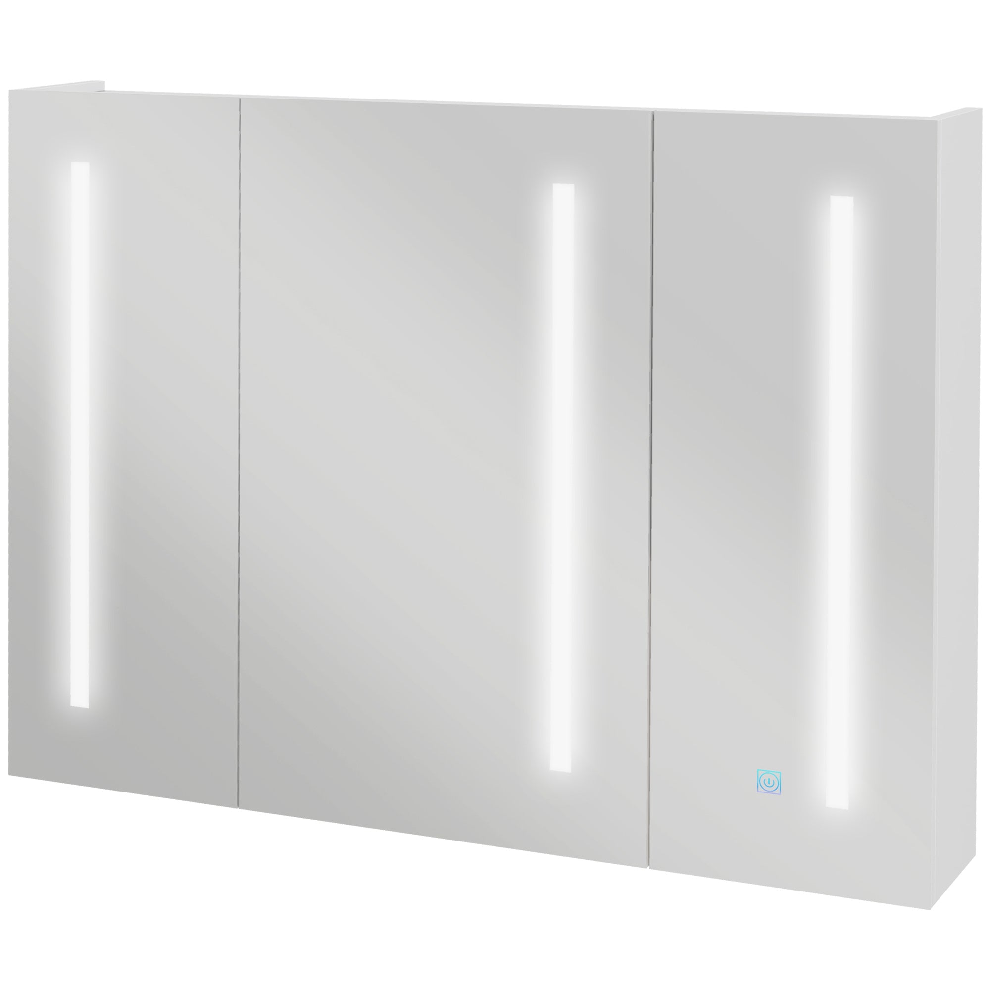 Kleankin Condition with mirror with adjustable shelves and 3 -colored LED lights, in MDF and glass, 90x15x70 cm, white - Borgè