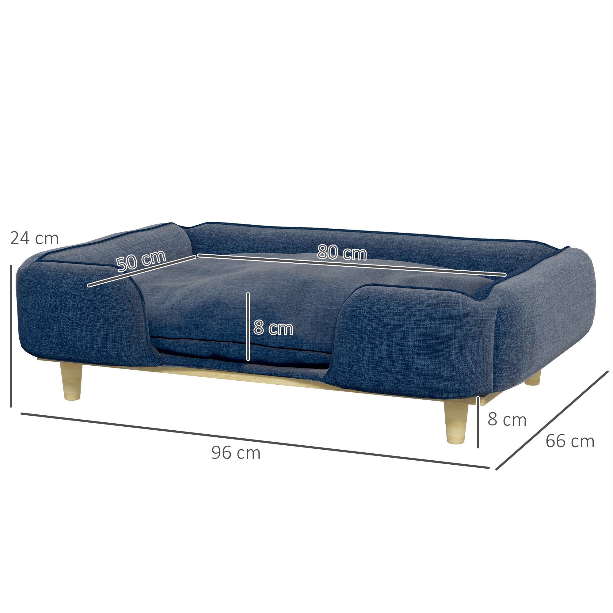 Indoor Sofa Bed for Large Dogs up to 30 kg with Removable Cushion, 96x66x24 cm, Blue