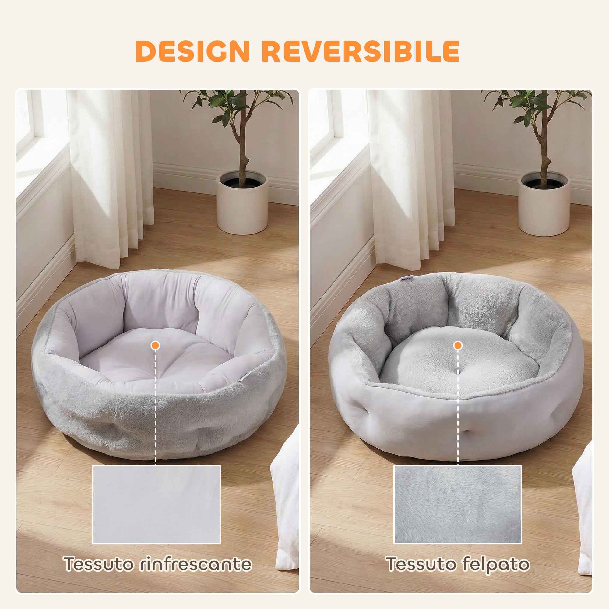 PawHut Reversible Cat Bed, Indoor Small Dog Bed