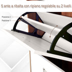Slim 5-Tier Shoe Rack with 2 Shelves per Level, in MDF, 60x28x189 cm, White and Brown - Borgè