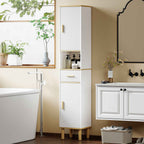 HOMCOM 172cm Bathroom Cabinet with Drawer and Adjustable Shelves, White