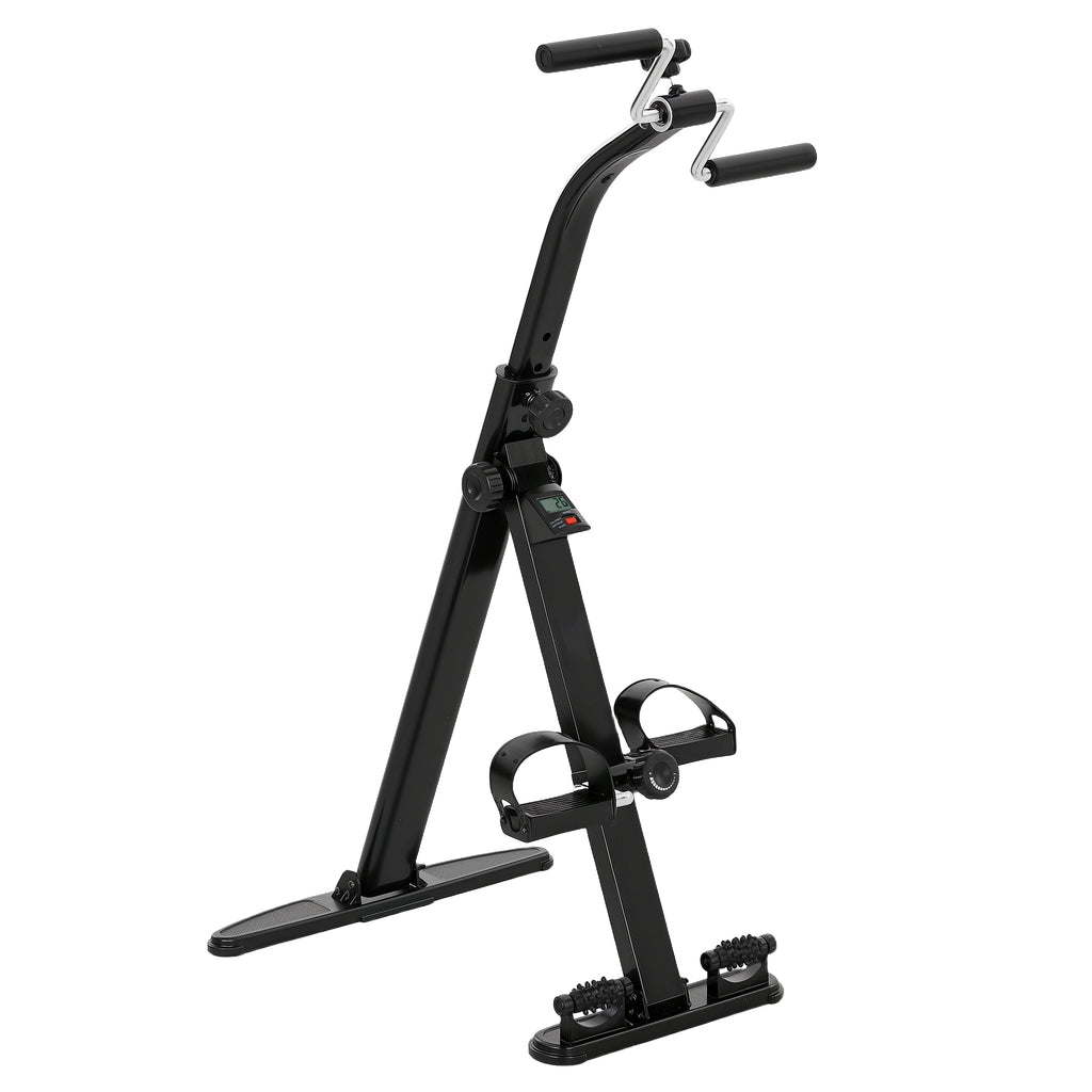 SPORTNOW Folding Leg and Arm Rehabilitation Bike, LCD Screen and Adjustable Handlebar Height, Black