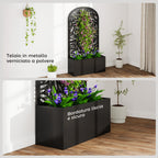 Outsunny Arched Trellis Planter with Drainage Holes, Metal, 61x23x113 cm, Black