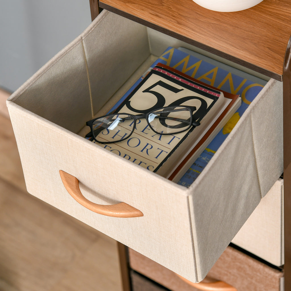 HOMCOM 4-Drawer Folding Chest of Drawers in Fabric and Wood and Metal Structure, 31x29x99 cm, Multicolor